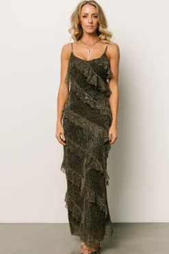 Baltic Born maxi dresses|Belisama Ruffle Gown | Black + Gold