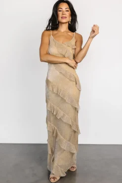 Baltic Born maxi dresses|Belisama Ruffle Gown | Gold