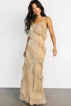 Baltic Born maxi dresses|Belisama Ruffle Gown | Gold