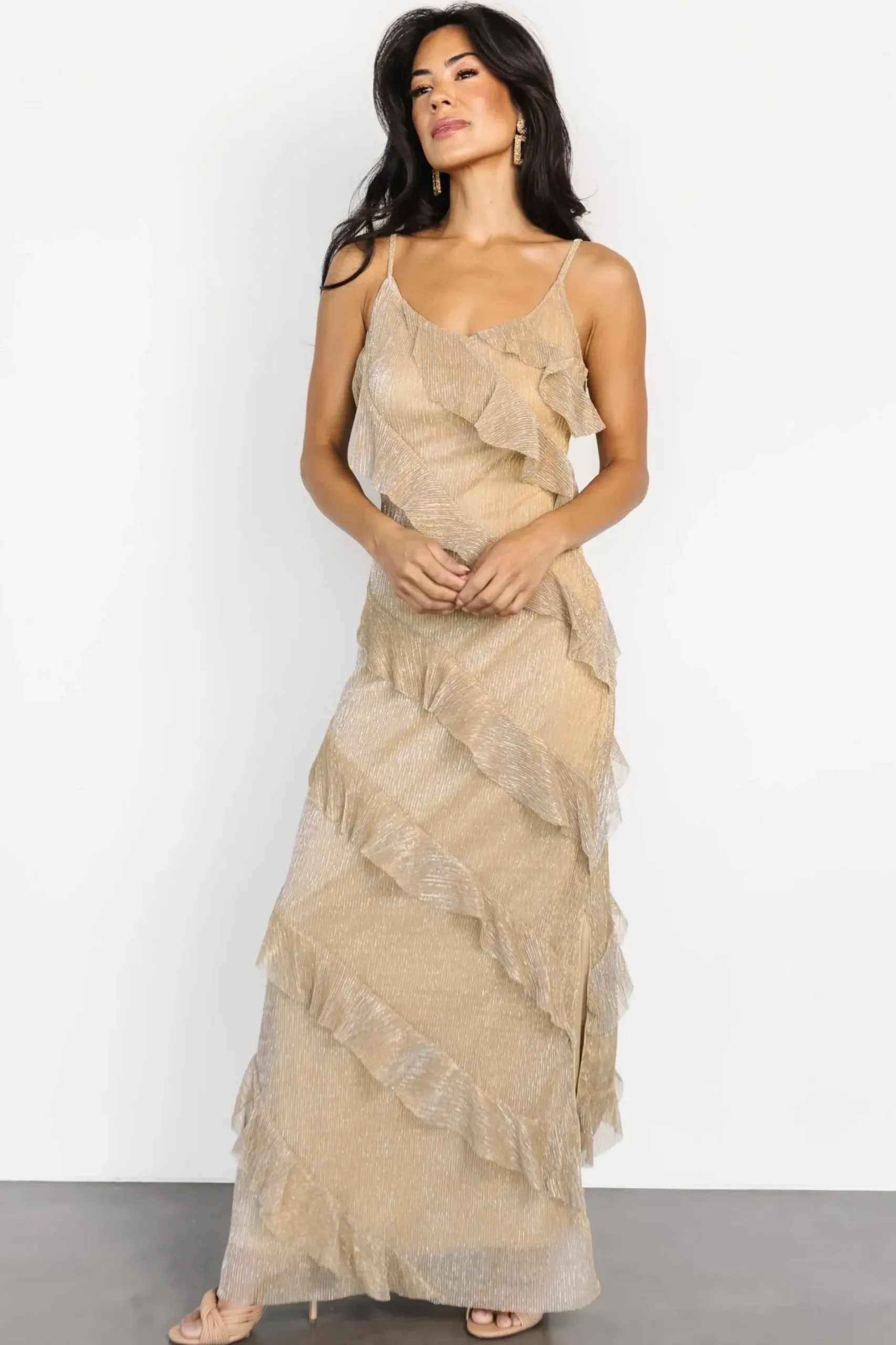 Baltic Born maxi dresses|Belisama Ruffle Gown | Gold