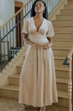 Baltic Born maxi dresses|WEDDING SUITE|Berenice Velvet Maxi Dress | Champagne