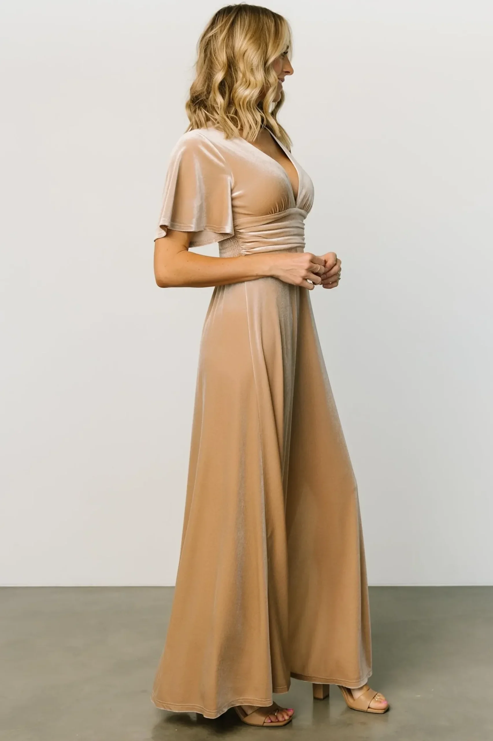 Baltic Born maxi dresses|WEDDING SUITE|Berenice Velvet Maxi Dress | Champagne
