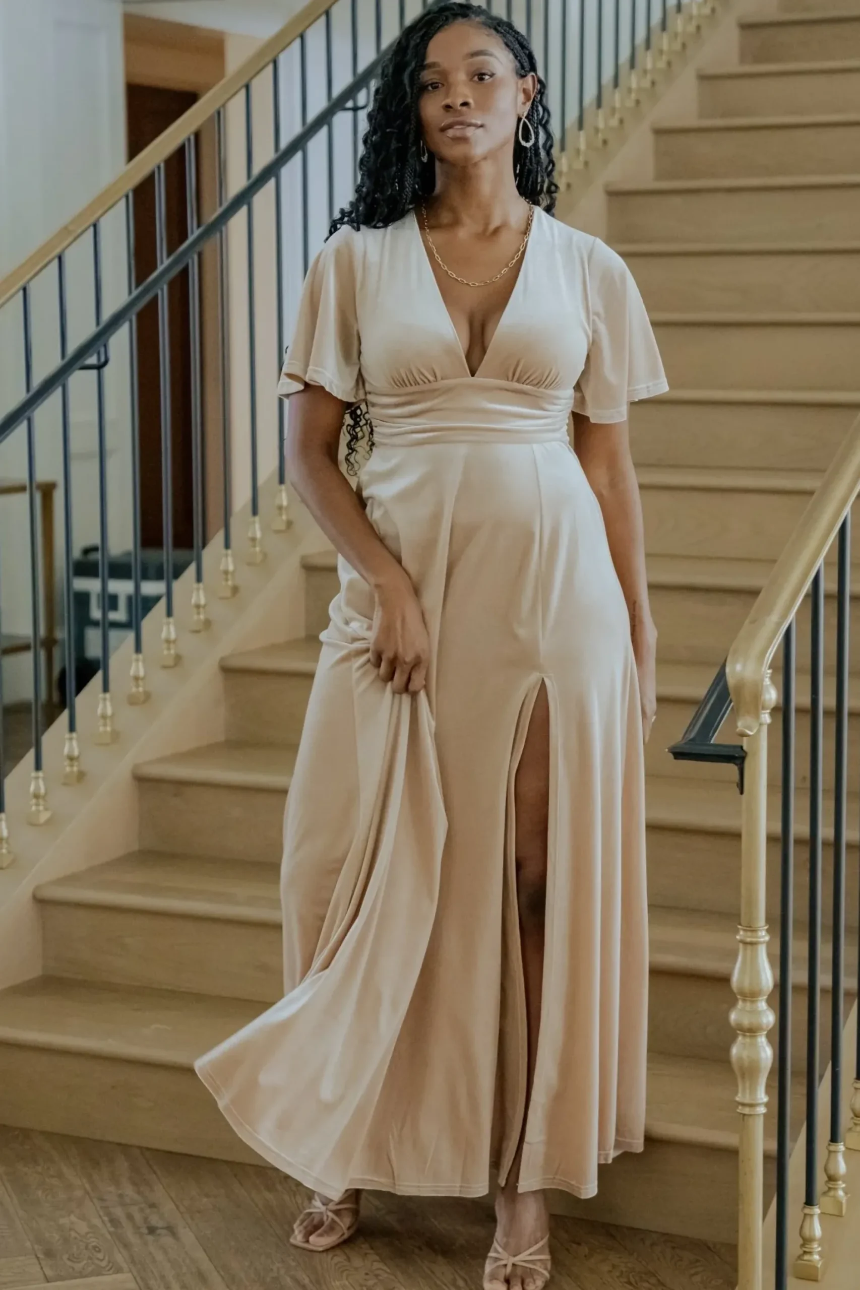 Baltic Born maxi dresses|WEDDING SUITE|Berenice Velvet Maxi Dress | Champagne
