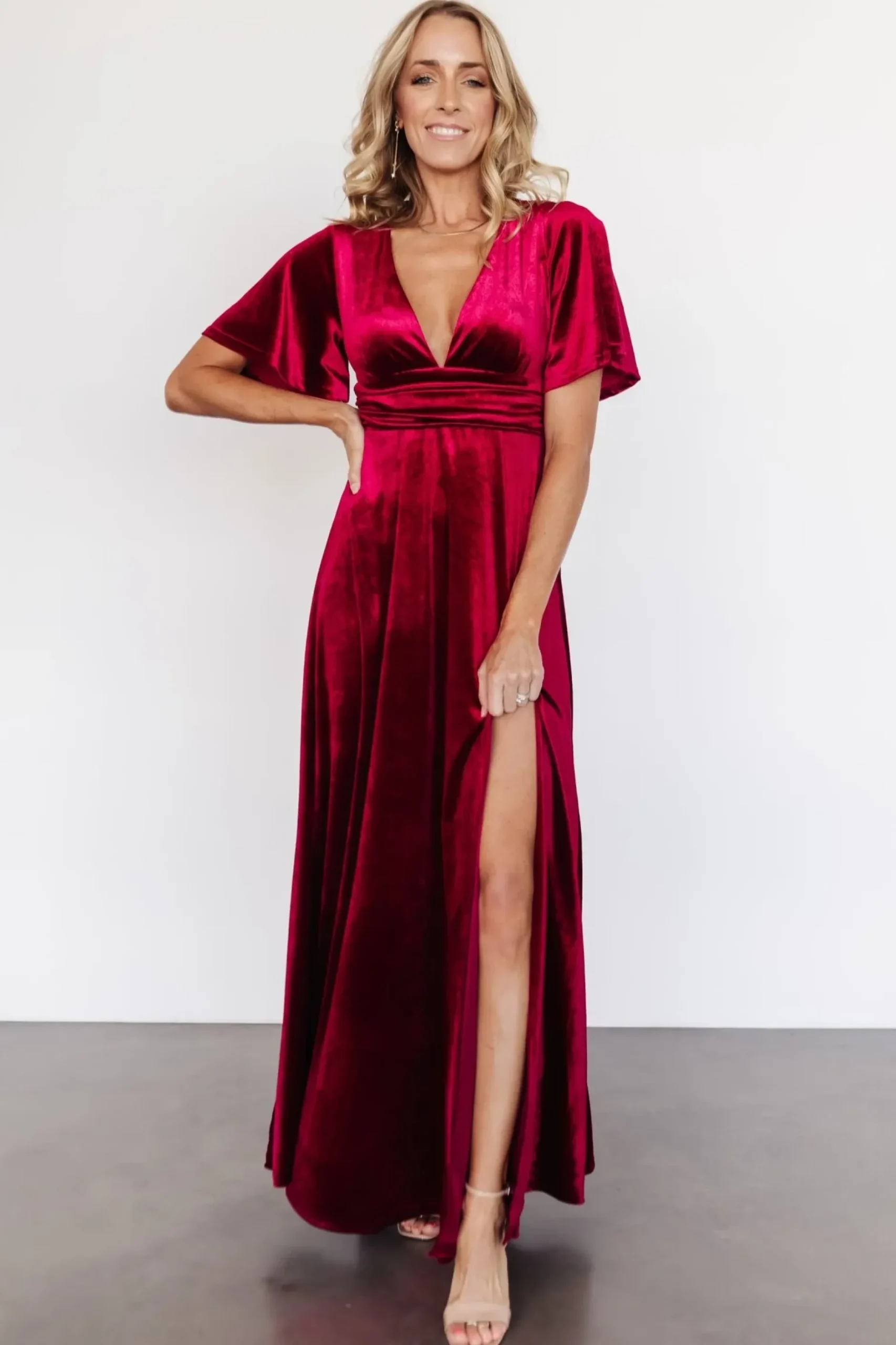 Baltic Born maxi dresses|WEDDING SUITE|Berenice Velvet Maxi Dress | Wine