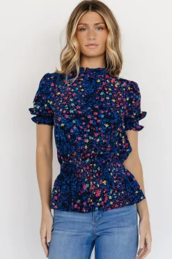 Baltic Born blouses + shirts|Beth Peplum Top | Blue Multi