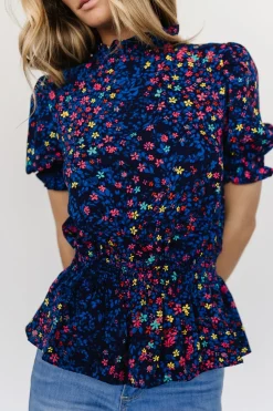 Baltic Born blouses + shirts|Beth Peplum Top | Blue Multi