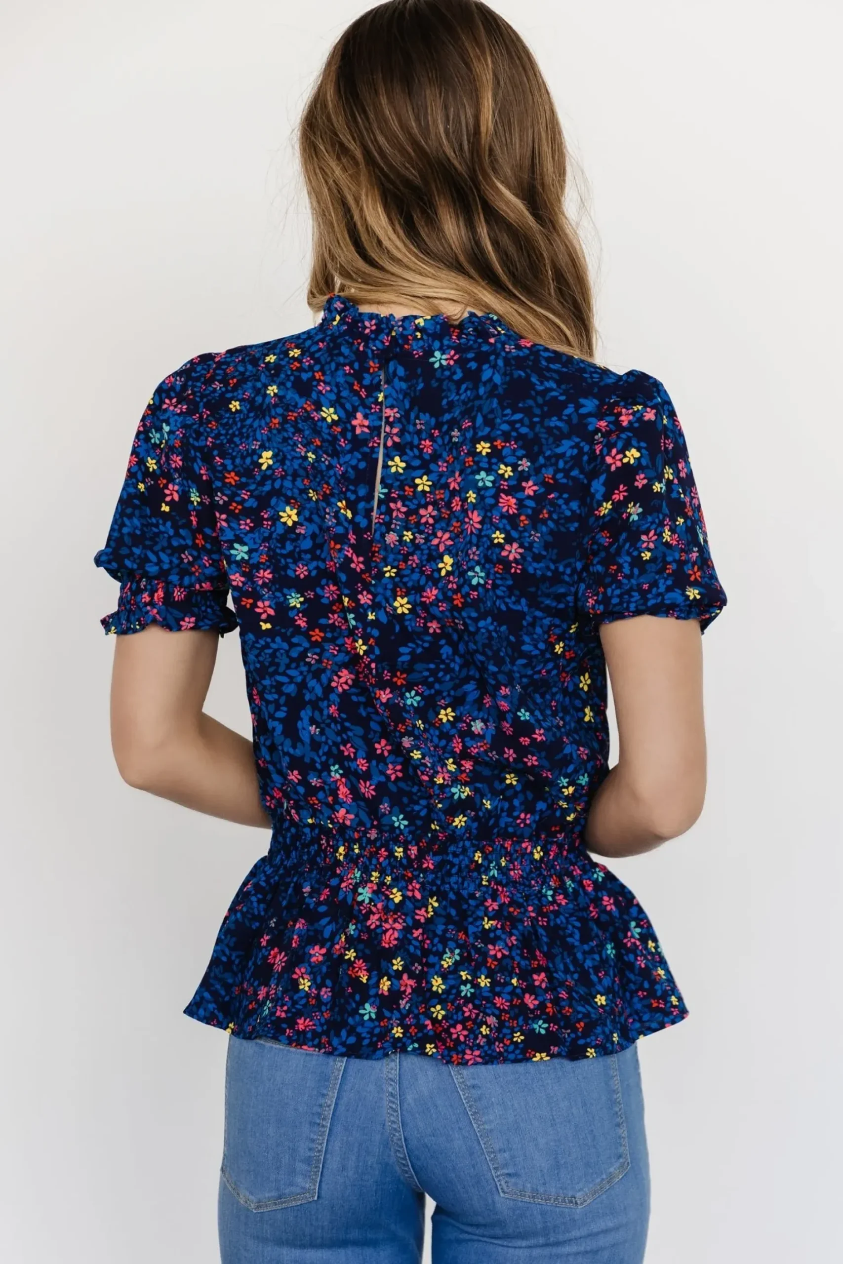 Baltic Born blouses + shirts|Beth Peplum Top | Blue Multi
