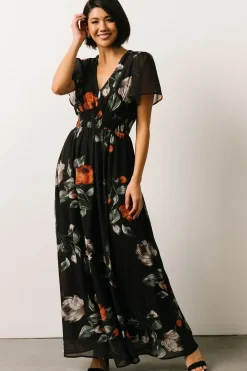 Baltic Born DRESSES|maxi dresses|Birdie Maxi Dress | Black + Rust Floral