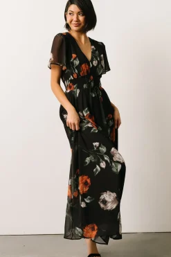 Baltic Born DRESSES|maxi dresses|Birdie Maxi Dress | Black + Rust Floral