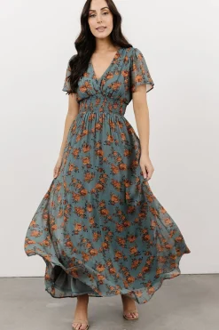Baltic Born DRESSES|maxi dresses|Birdie Maxi Dress | Dusty Blue Floral