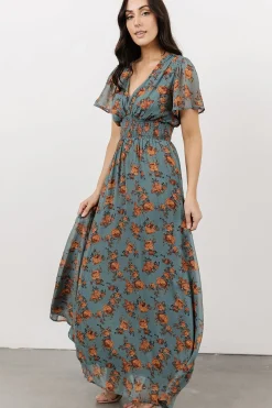 Baltic Born DRESSES|maxi dresses|Birdie Maxi Dress | Dusty Blue Floral