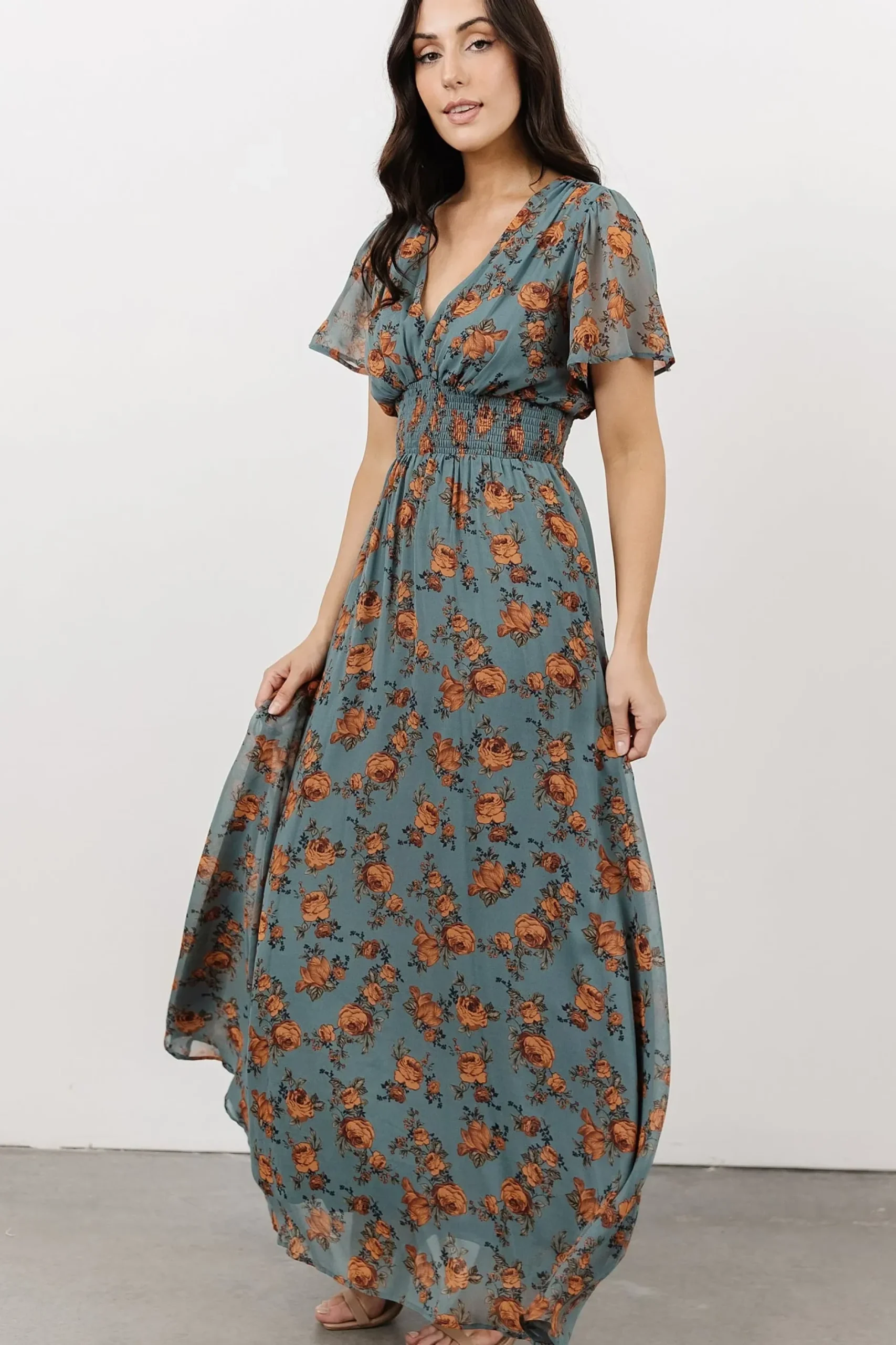 Baltic Born DRESSES|maxi dresses|Birdie Maxi Dress | Dusty Blue Floral