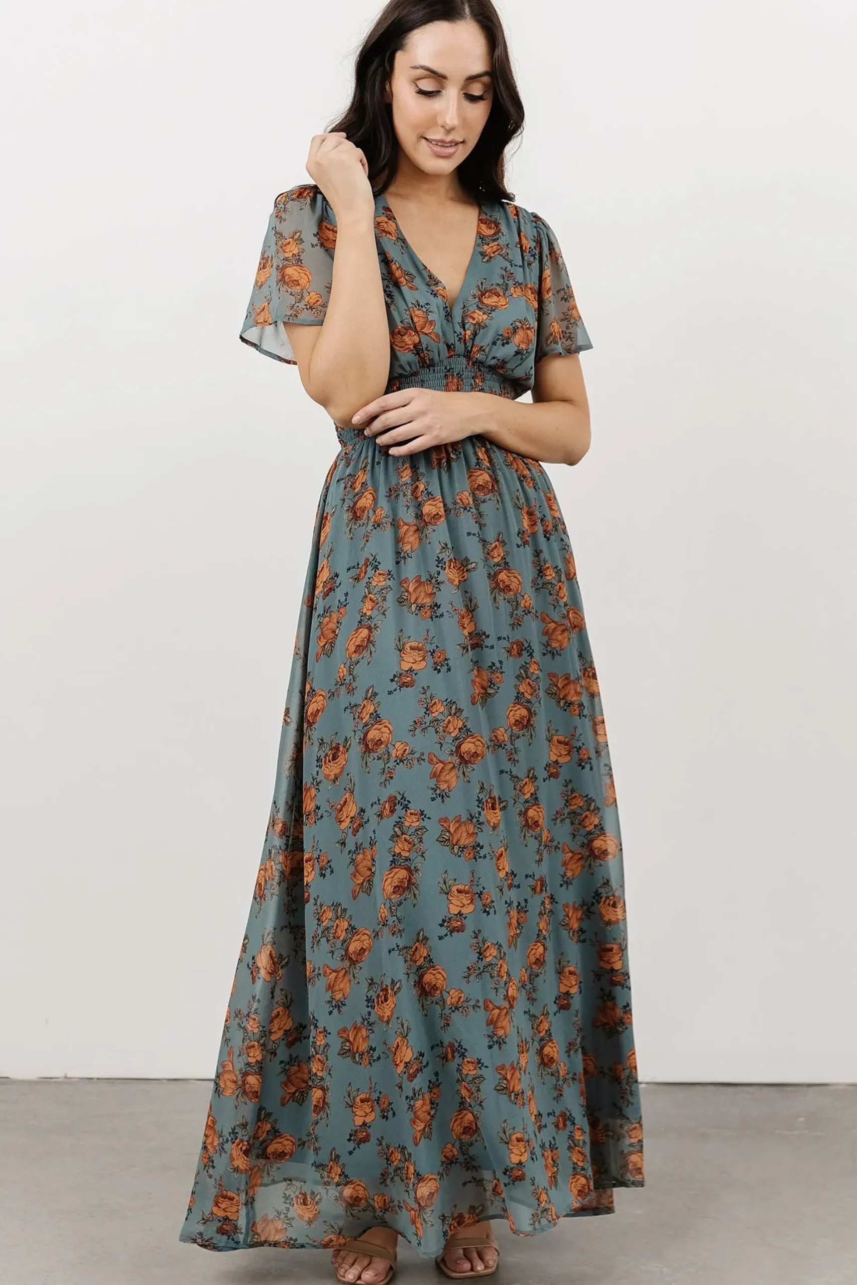 Baltic Born DRESSES|maxi dresses|Birdie Maxi Dress | Dusty Blue Floral
