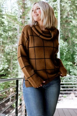 Baltic Born sweaters|Birmingham Funnel Neck Sweater | Brown