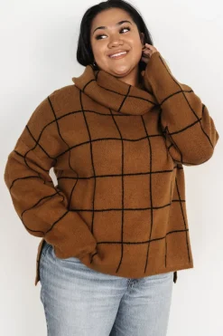 Baltic Born sweaters|Birmingham Funnel Neck Sweater | Brown
