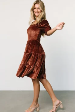 Baltic Born bump friendly|Bliss Smocked Velvet Short Dress | Desert Rose