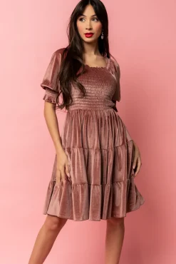 Baltic Born bump friendly|Bliss Smocked Velvet Short Dress | Vintage Rose