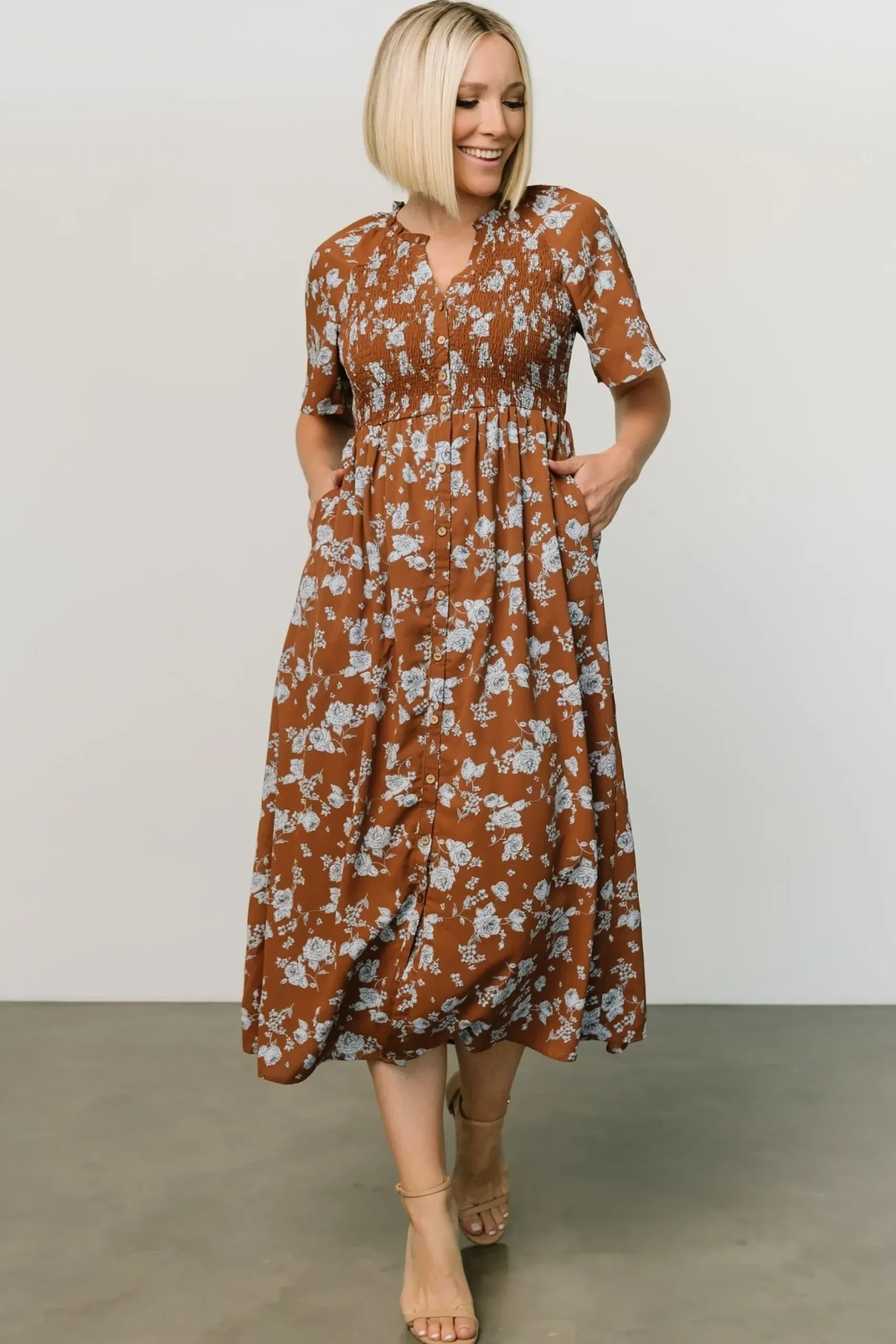 Baltic Born WINTER ESSENTIALS|Botega Midi Dress | Brown + Blue
