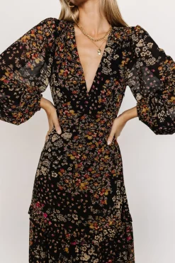 Baltic Born COMING SOON|Bowman Deep V Maxi Dress | Black Multi