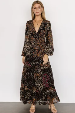 Baltic Born COMING SOON|Bowman Deep V Maxi Dress | Black Multi