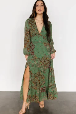 Baltic Born COMING SOON|Bowman Deep V Maxi Dress | Green Multi