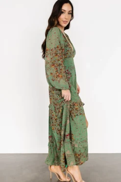 Baltic Born COMING SOON|Bowman Deep V Maxi Dress | Green Multi