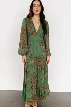 Baltic Born COMING SOON|Bowman Deep V Maxi Dress | Green Multi