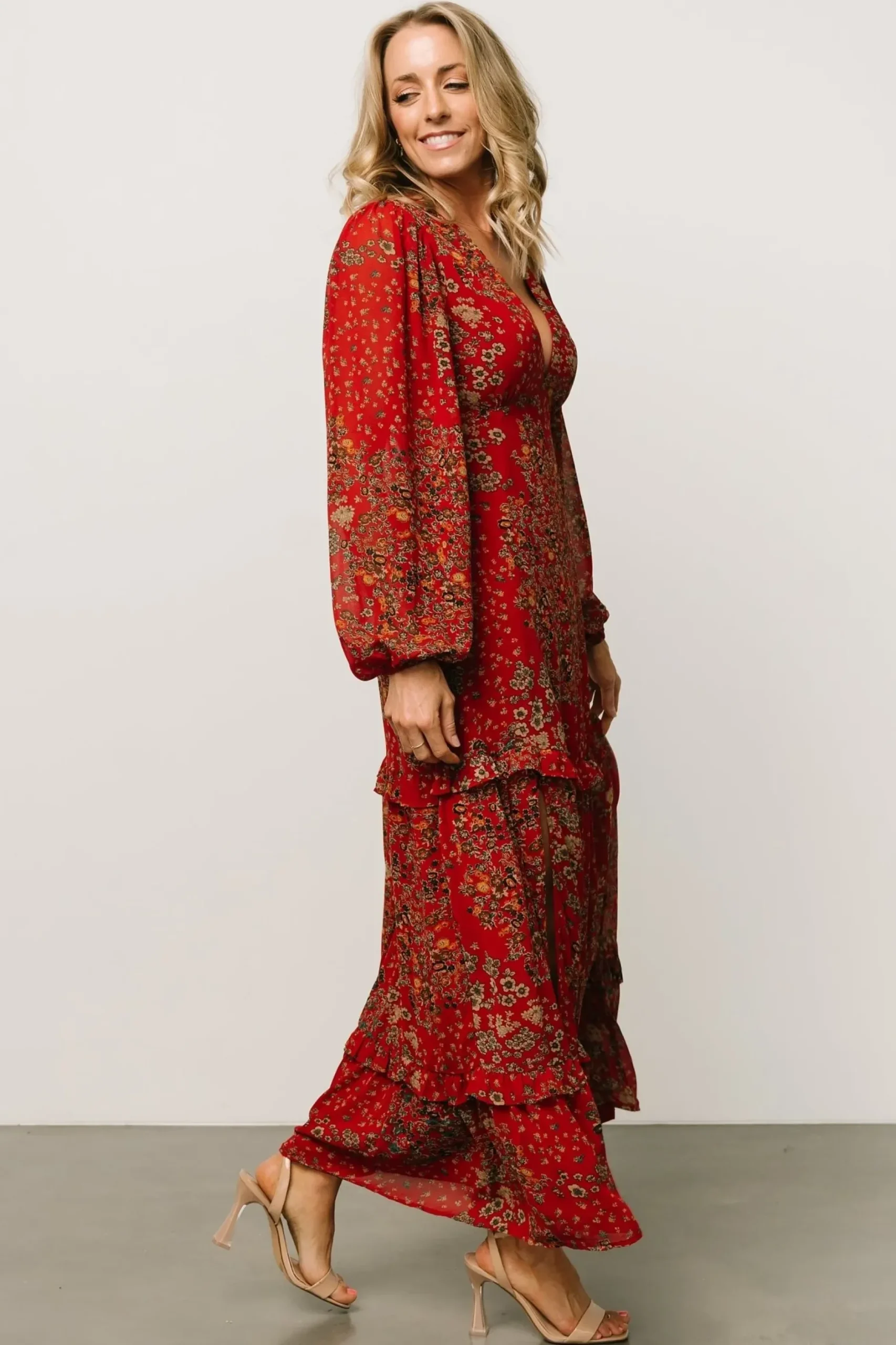 Baltic Born COMING SOON|Bowman Deep V Maxi Dress | Red Multi