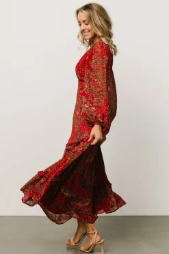 Baltic Born COMING SOON|Bowman Deep V Maxi Dress | Red Multi