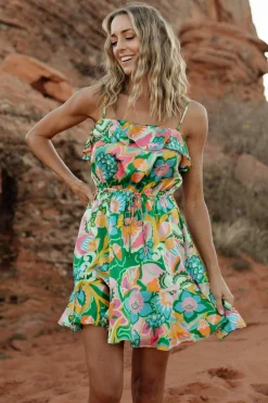Baltic Born cover up|Braiden Short Dress | Green Multi Floral