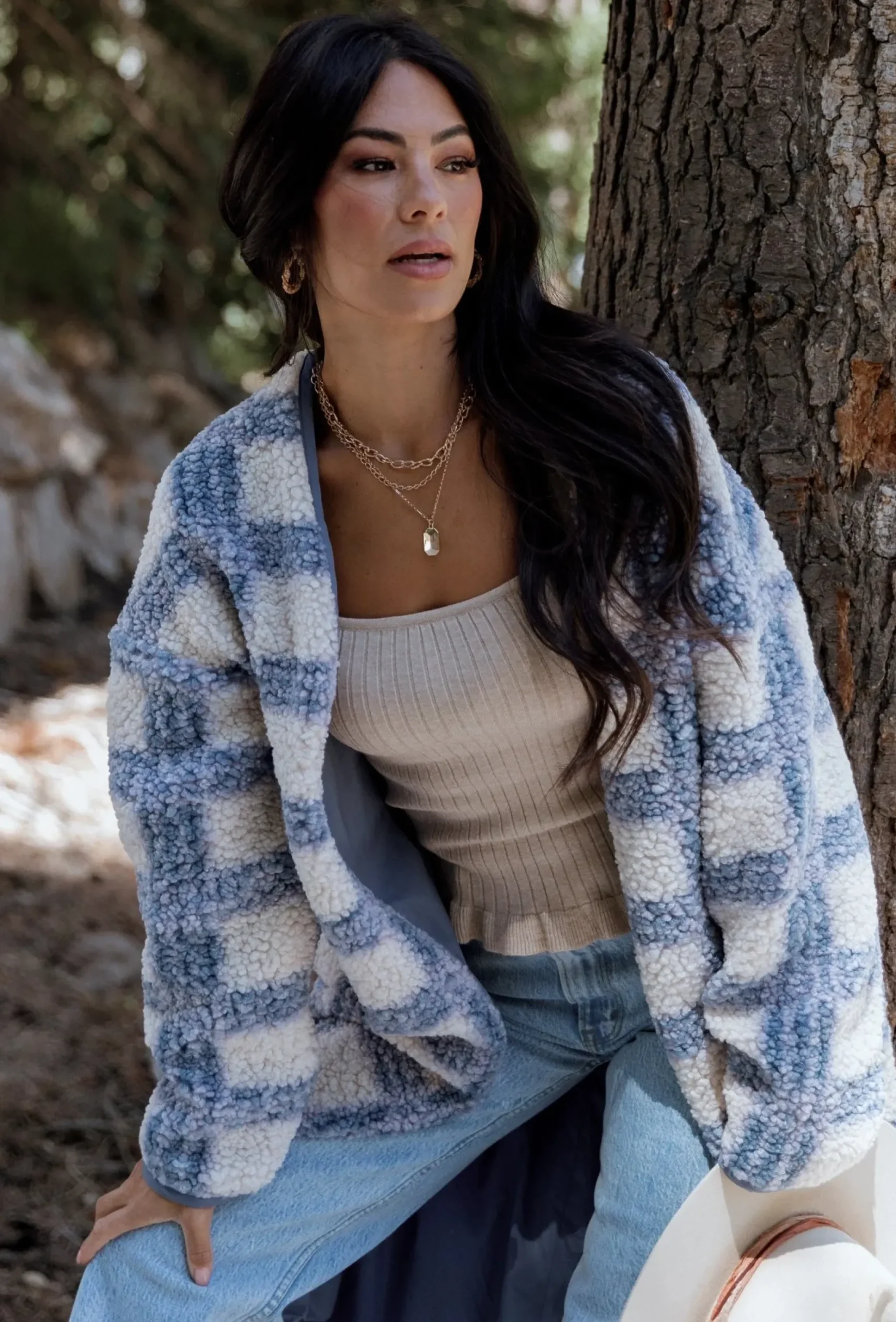 Baltic Born cardigans|Breckenridge Sherpa Long Cardigan | Blue Plaid