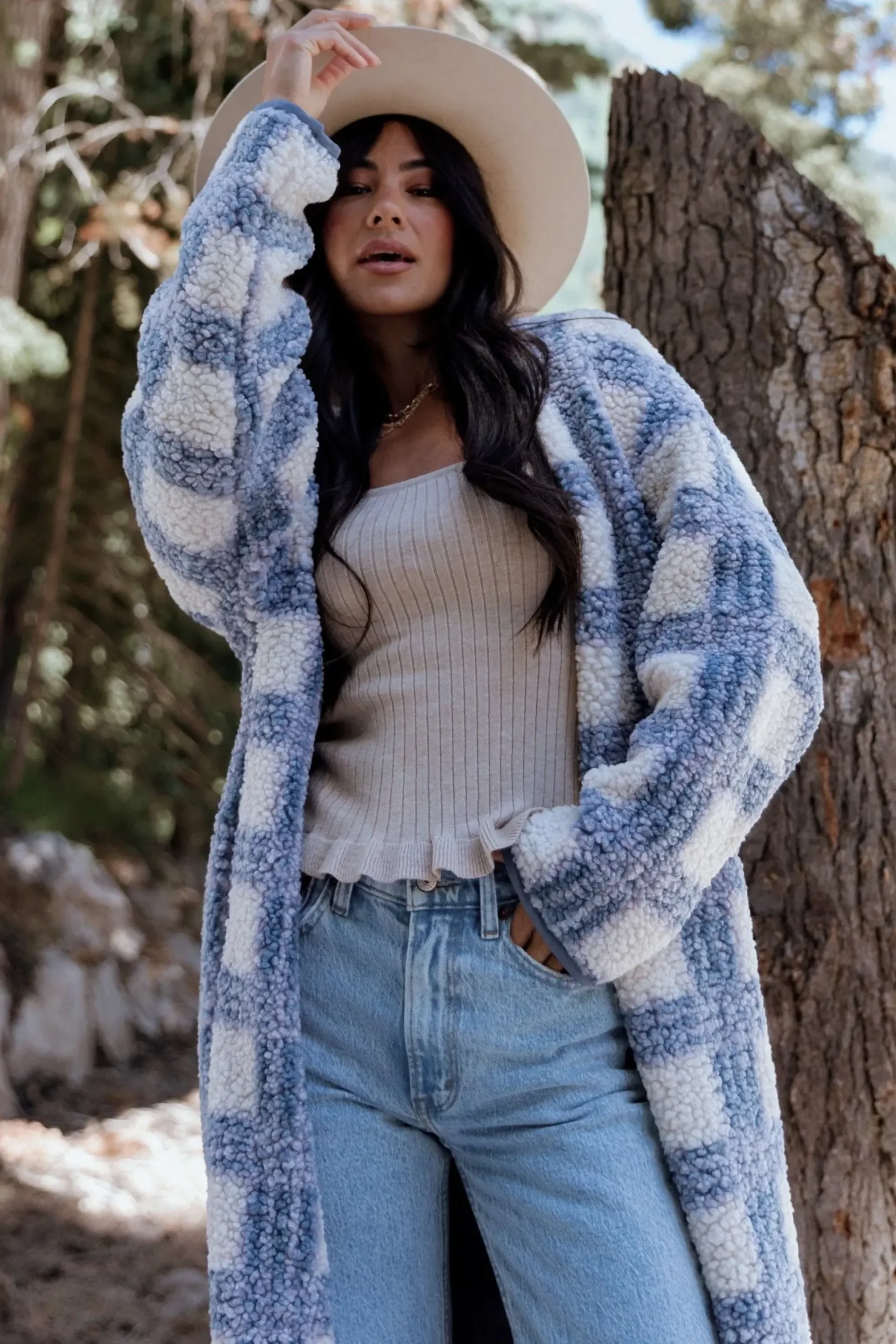 Baltic Born cardigans|Breckenridge Sherpa Long Cardigan | Blue Plaid