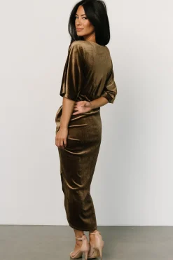 Baltic Born DRESSES|midi dresses|Brendyn Ruched Velvet Dress | Brushed Bronze