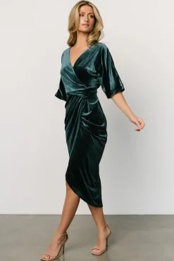 Baltic Born DRESSES|midi dresses|Brendyn Ruched Velvet Dress | Jade