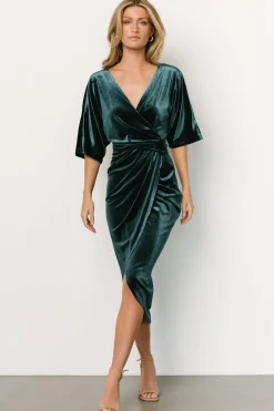Baltic Born DRESSES|midi dresses|Brendyn Ruched Velvet Dress | Jade
