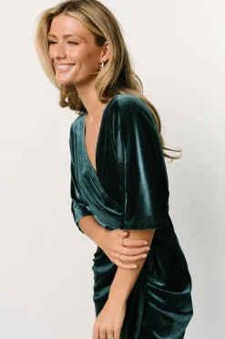 Baltic Born DRESSES|midi dresses|Brendyn Ruched Velvet Dress | Jade