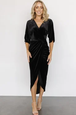Baltic Born DRESSES|midi dresses|Brendyn Ruched Velvet Dress | Black
