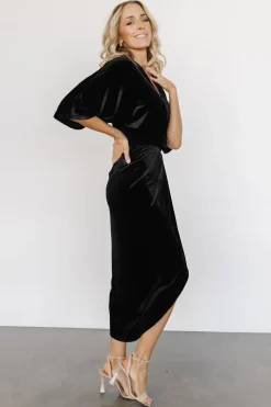 Baltic Born DRESSES|midi dresses|Brendyn Ruched Velvet Dress | Black