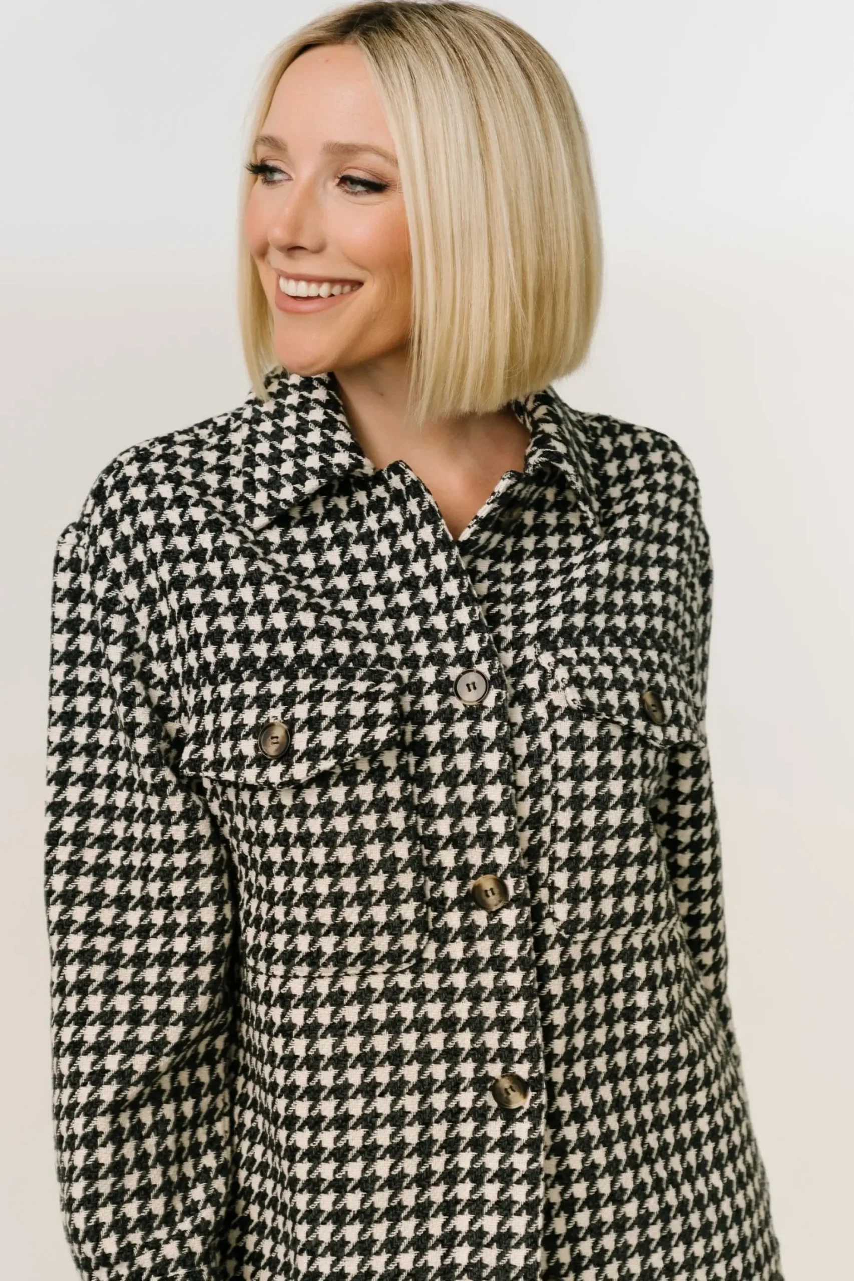 Baltic Born TOPS|outerwear|Bridger Houndstooth Jacket | Dark Navy + Ivory