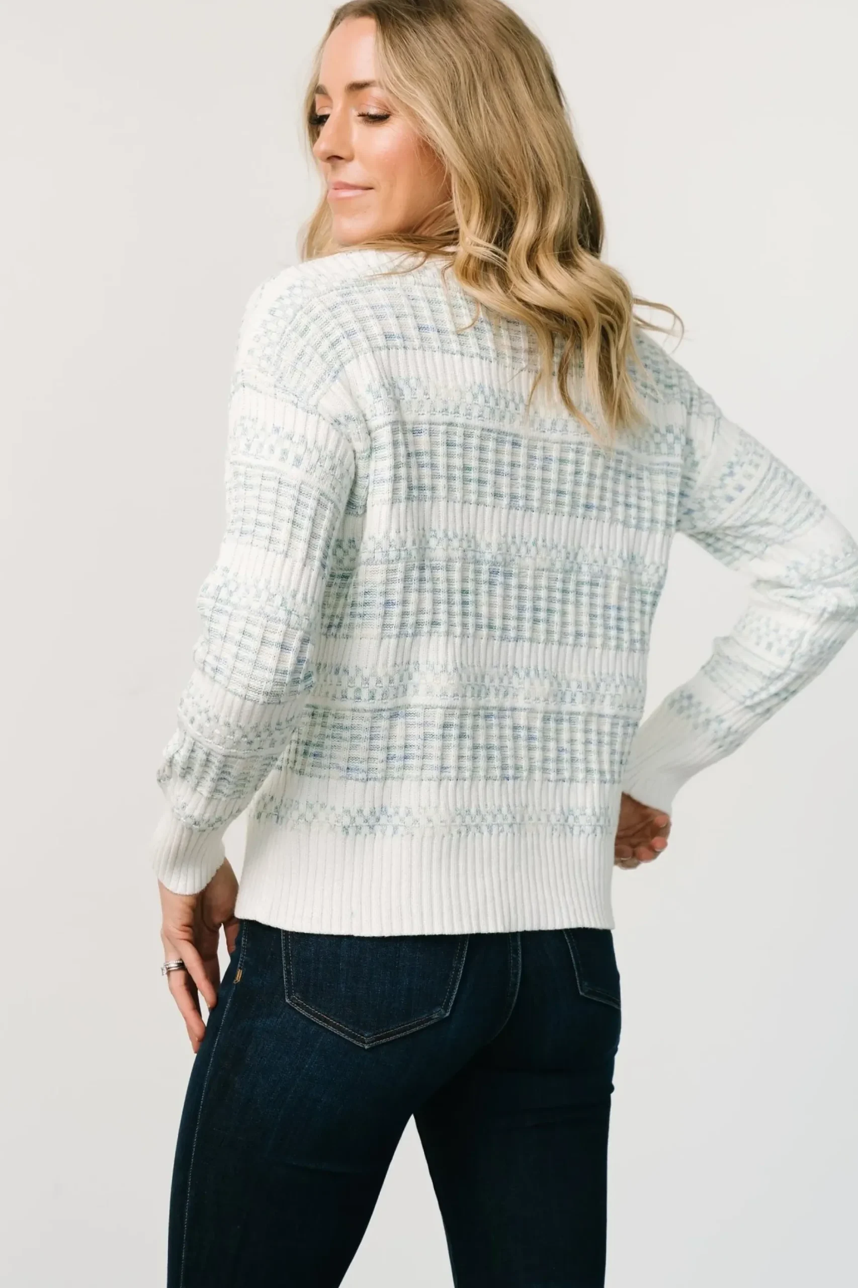 Baltic Born SALE|Brigitte Knit Sweater | Blue + Off White