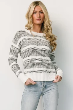 Baltic Born SALE|Brigitte Knit Sweater | Black + Off White