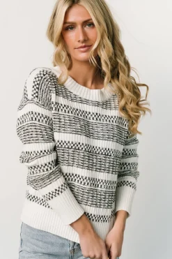 Baltic Born SALE|Brigitte Knit Sweater | Black + Off White