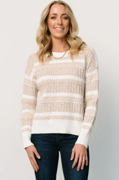 Baltic Born SALE|Brigitte Knit Sweater | Taupe + Off White