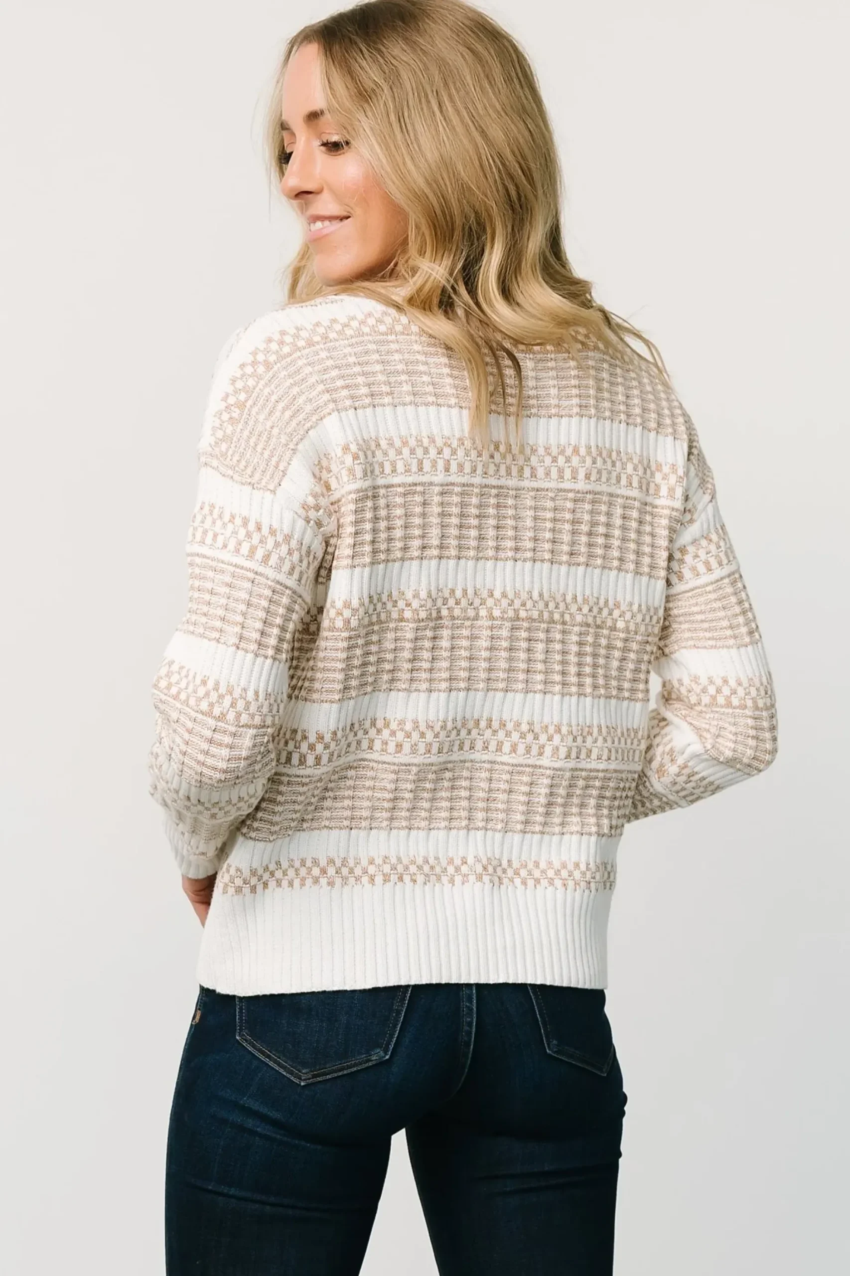 Baltic Born SALE|Brigitte Knit Sweater | Taupe + Off White
