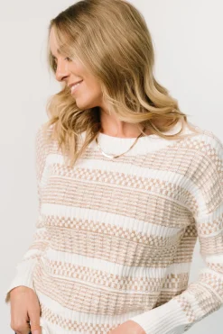 Baltic Born SALE|Brigitte Knit Sweater | Taupe + Off White