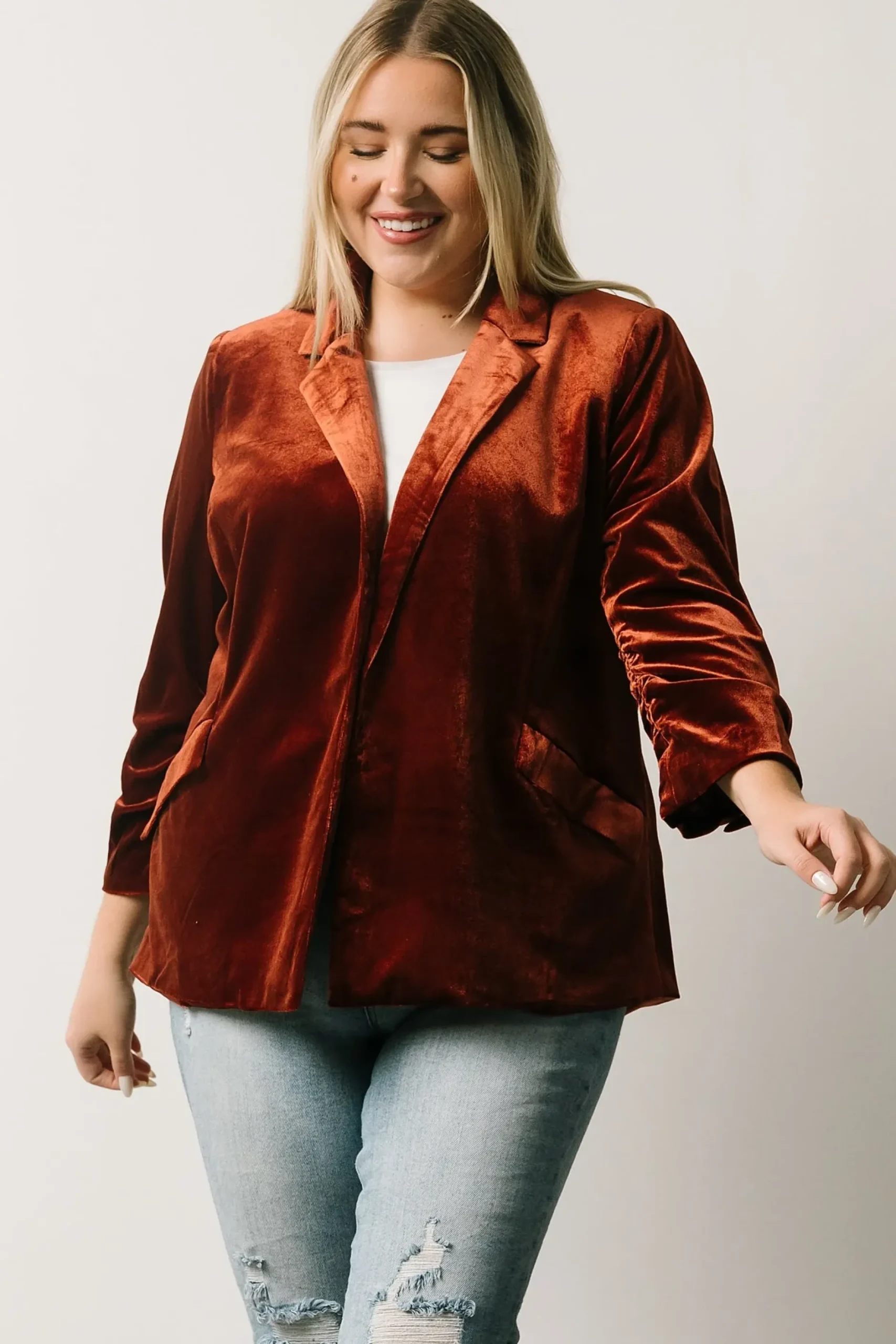 Baltic Born outerwear|Brinton Velvet Blazer | Cinnamon
