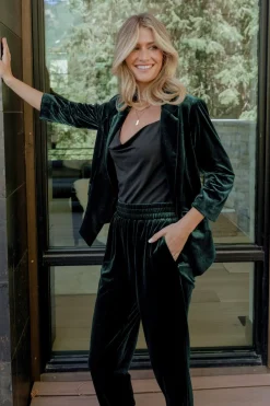 Baltic Born outerwear|Brinton Velvet Blazer | Dark Green
