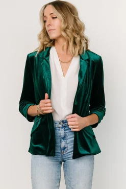 Baltic Born outerwear|Brinton Velvet Blazer | Dark Green