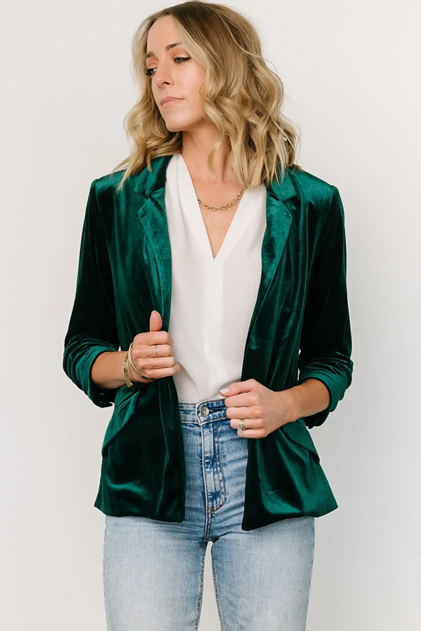 Baltic Born outerwear|Brinton Velvet Blazer | Dark Green
