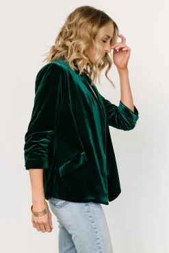 Baltic Born outerwear|Brinton Velvet Blazer | Dark Green